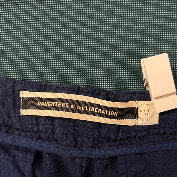 Daughters of the Liberation Blue Wide-Leg 100% Linen Trousers w/ Sailor Buttons - Picture 3 of 8